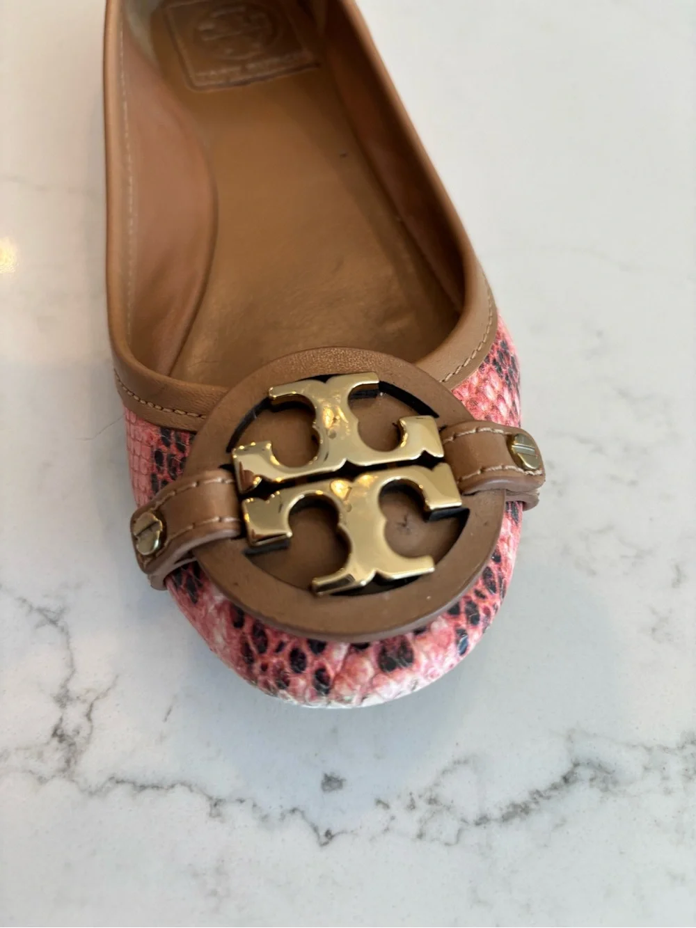 Tory Burch pink snakeskin