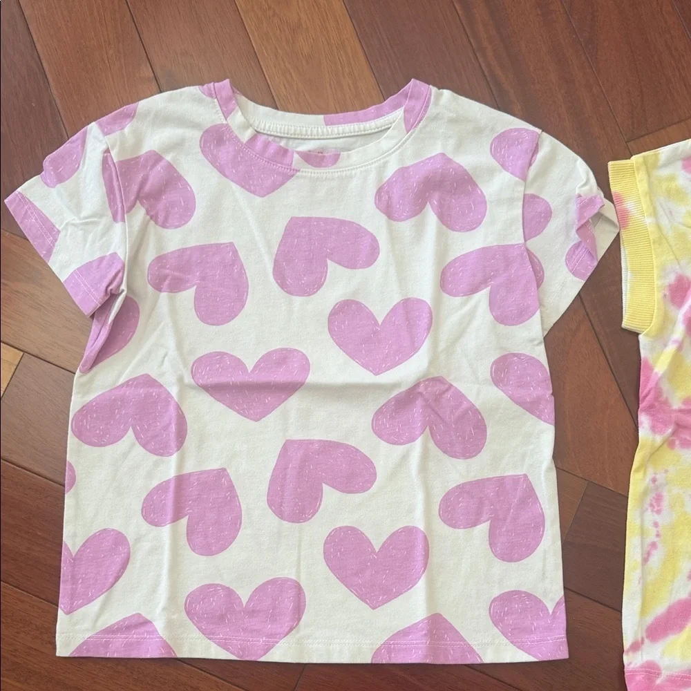 Girls Pink Heart and Tie-Dye T-Shirts