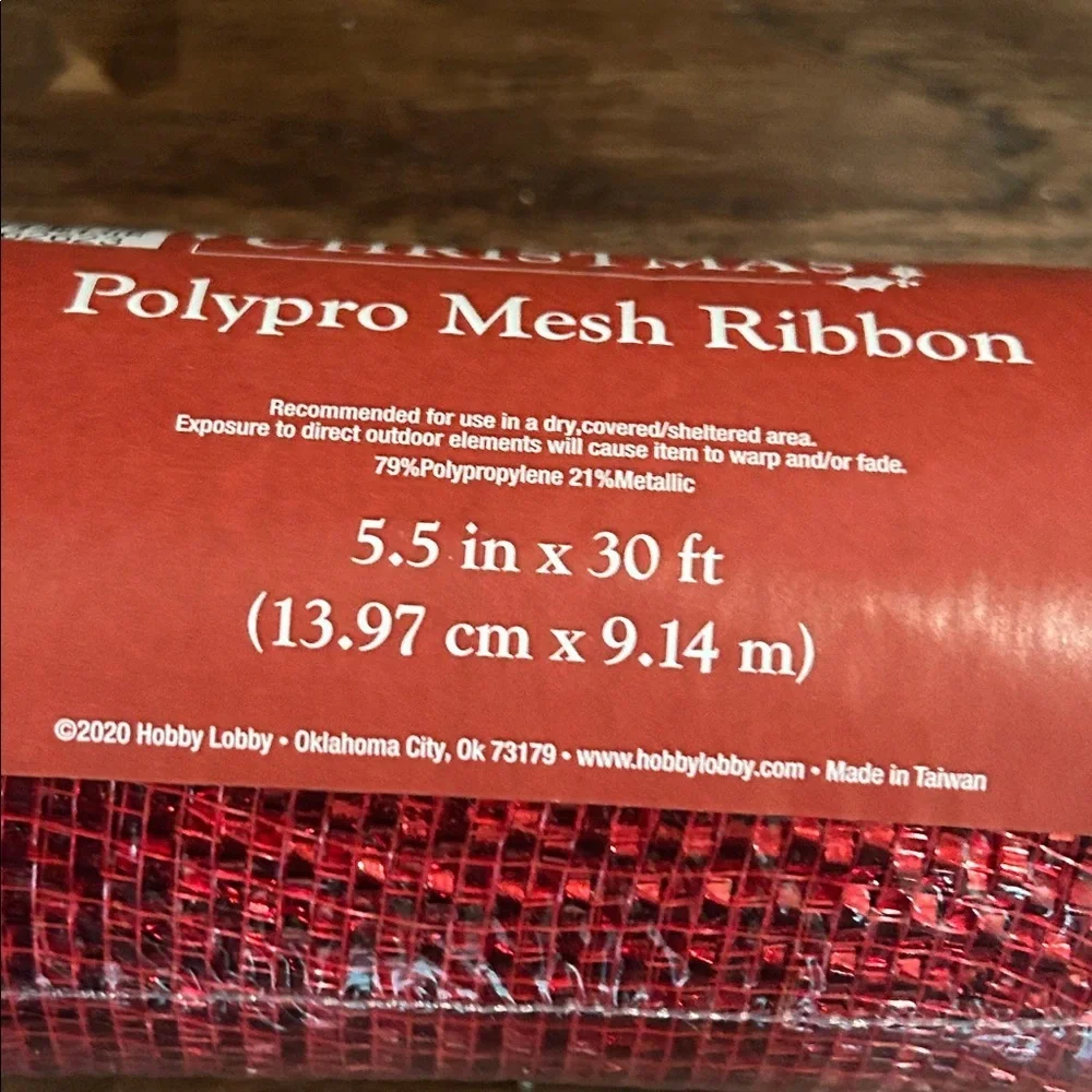 Christmas Red Polypro Mesh Ribbon