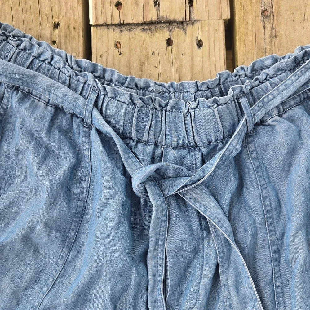 Shorts Womens Lucky Brand Blue Lyocell Paperbag Waist Tie Front Light Wash Large
