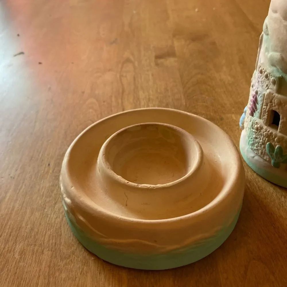 Decorative Cream and Green Candle Holder