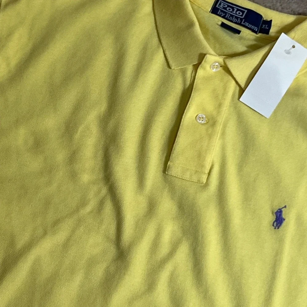 New Polo Ralph Lauren Polo Shirt Mens XL Yellow Short Sleeve Pique Oxford Pony