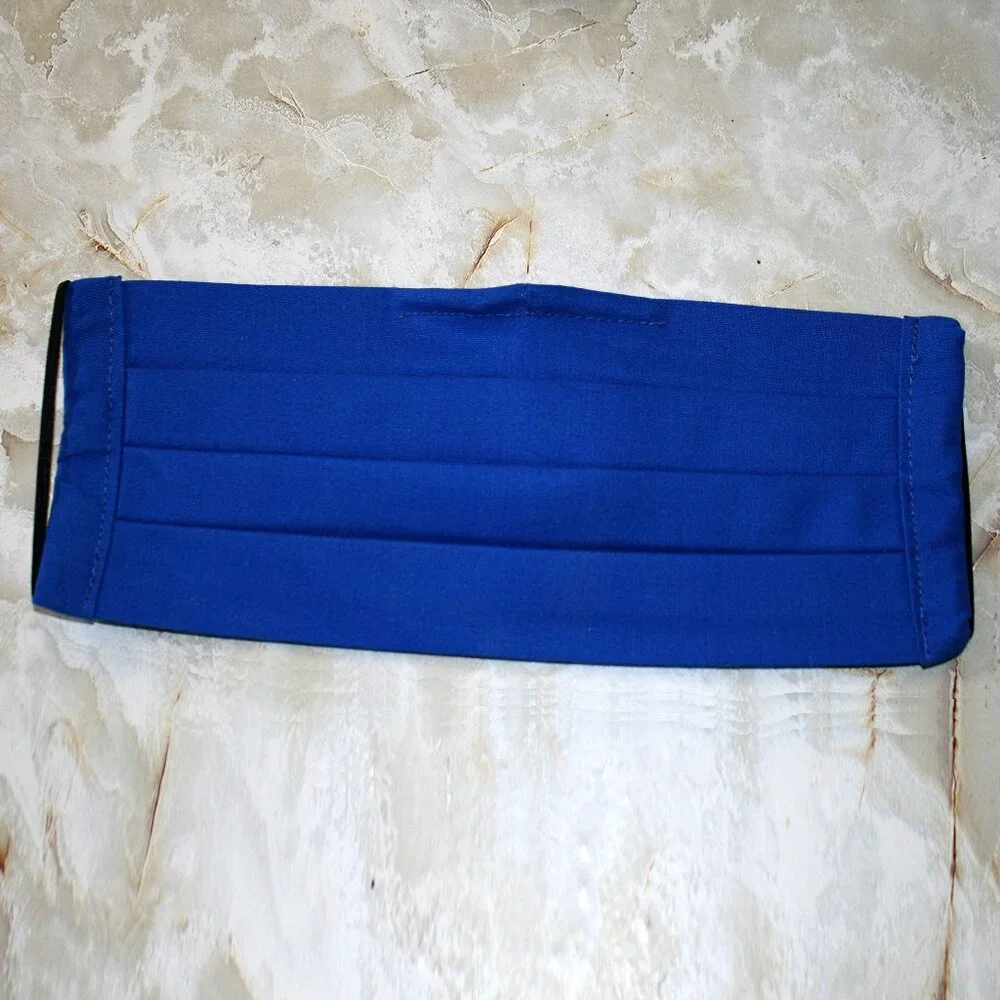 HAND CRAFTED Face Mask Royal Blue Cotton Adult Cloth Fabric Solid Pocket Style