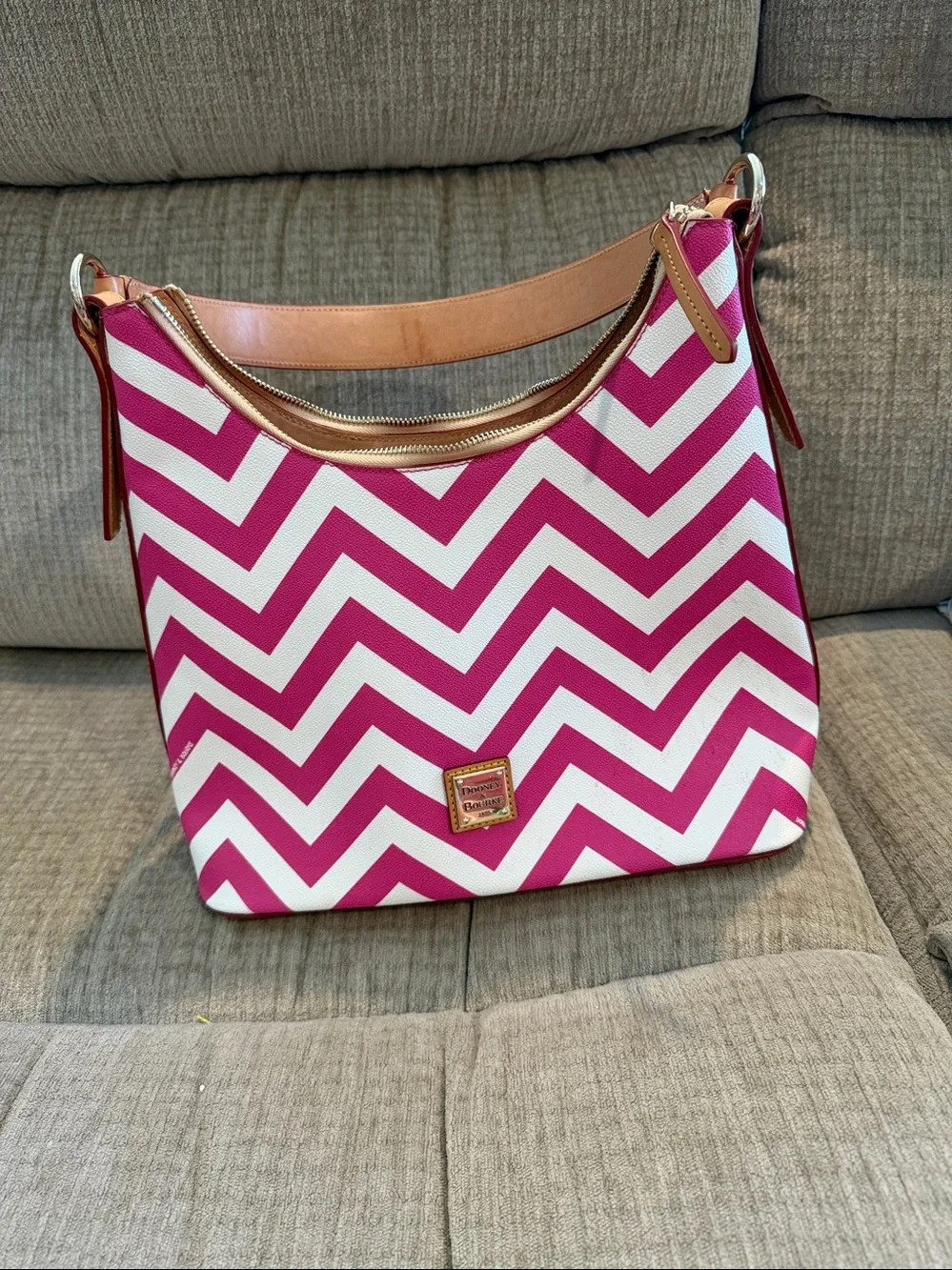 Dooney and Burke Chevron, hobo bag and pink and white zigzag
