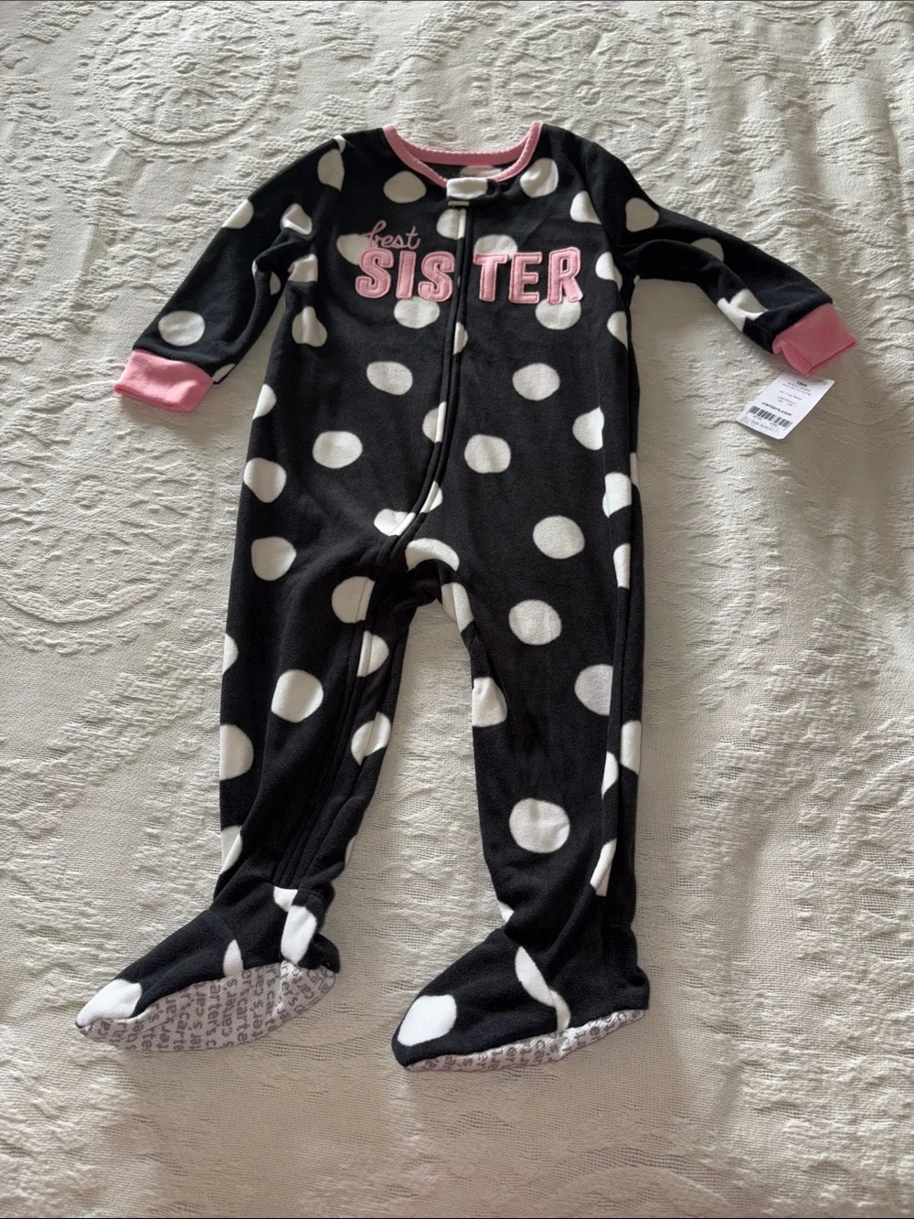 Carter's BNWT Black and White Polka Dot Footed One-Piece 18m