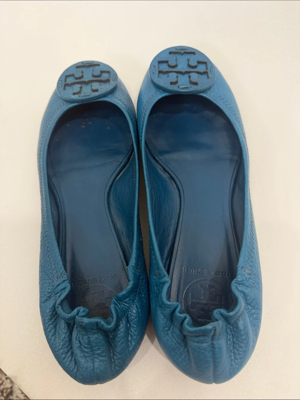 Tory Burch Reva blue leather flats size 8.5 M