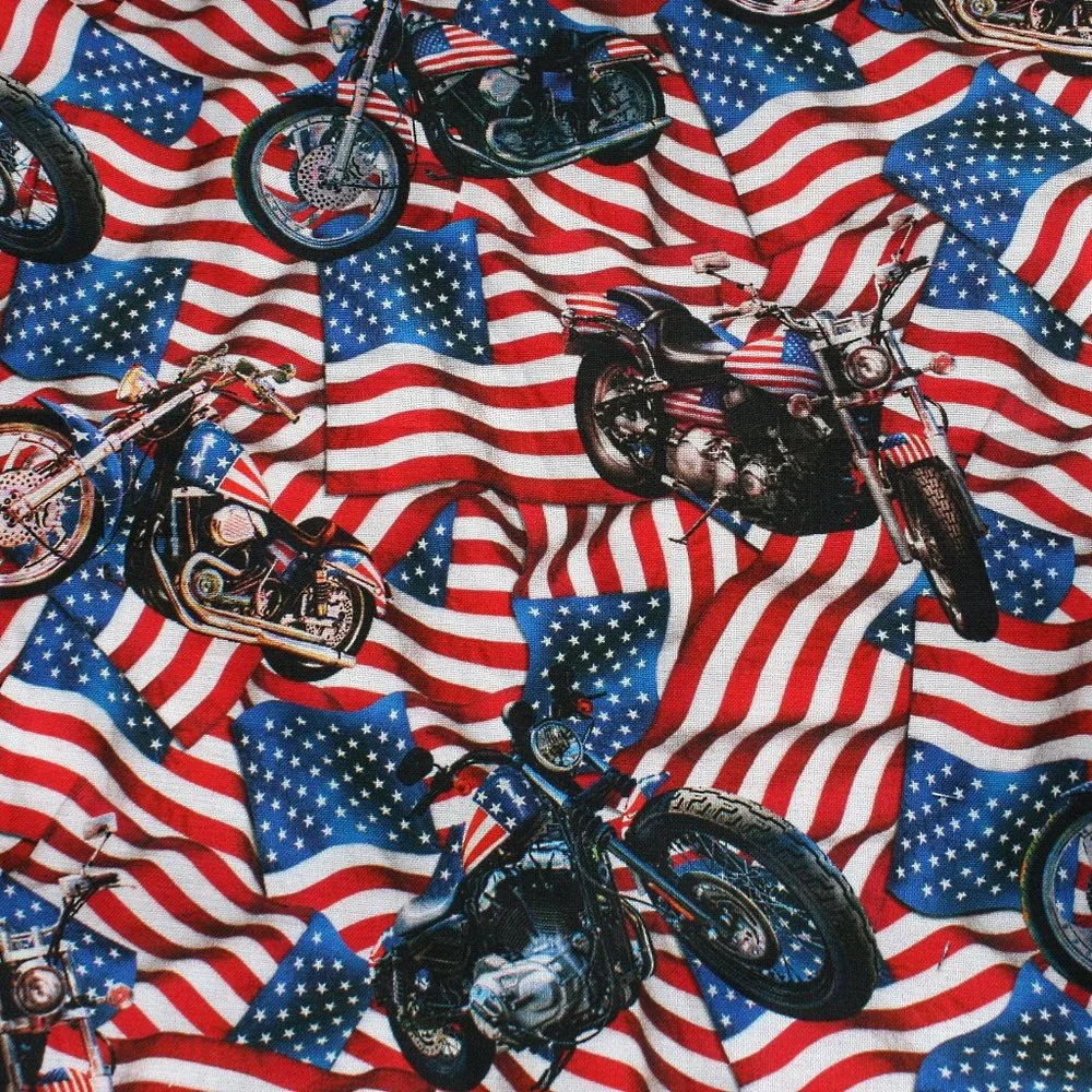 HAND CRAFTED Face Mask Biker American Flag Adult Cloth Fabric Print - Pocket