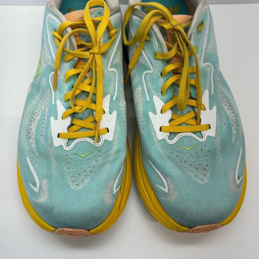 Hoka One One Clifton 10 Shoes Mens Size 11.5 D Blue Spark White Running Sneaker