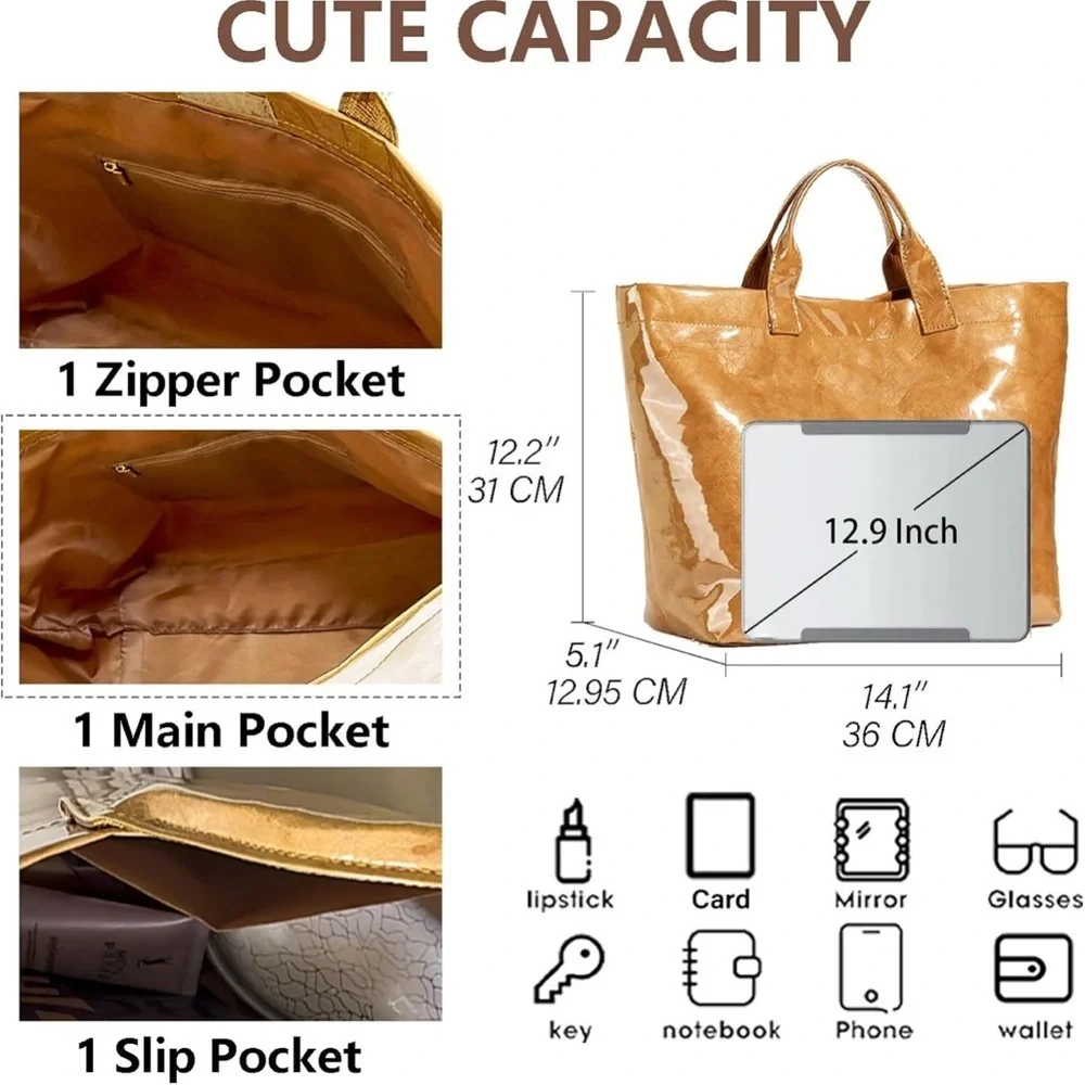 Pink Tear Resistant Paper Tote Bag Large‎ Lightweight Brand New