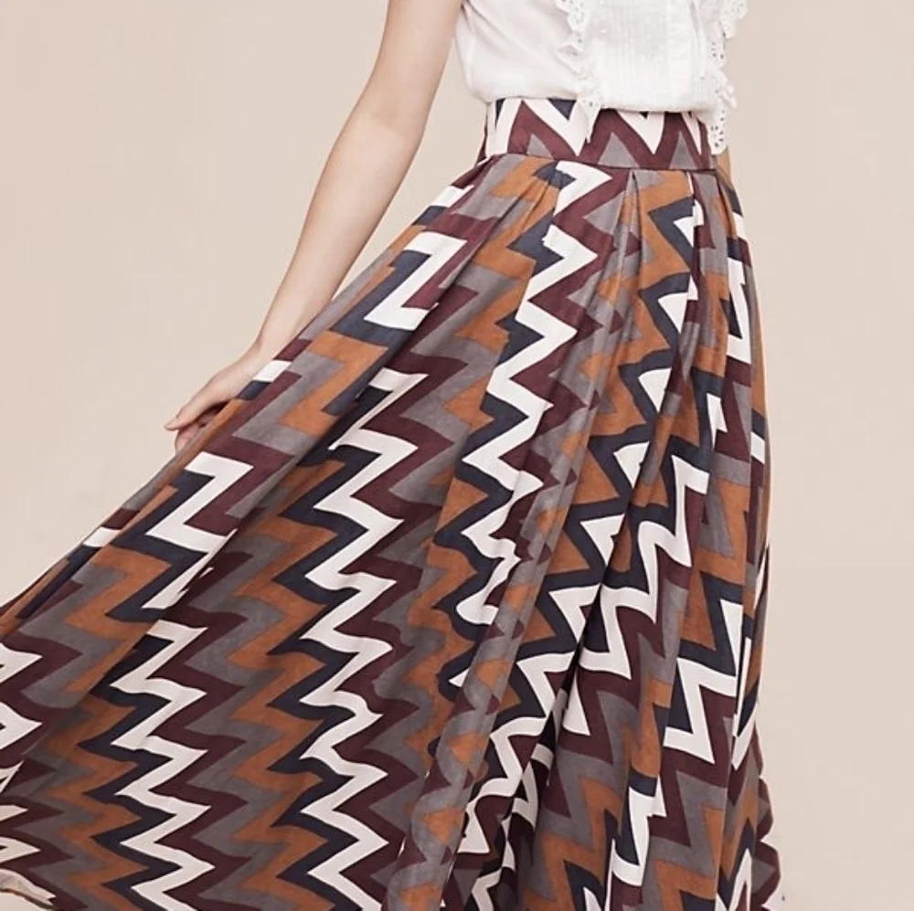 NWT Anthropologie Murah Design Earth tones maxi skirt Sz S