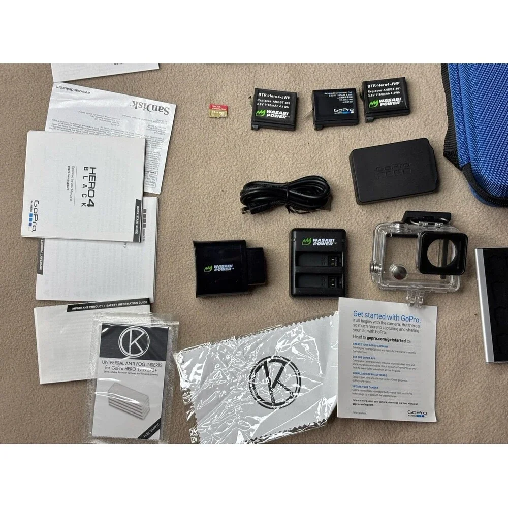 GoPro HERO 4 Silver Edition Action Camera With 3 Batteries LCD Touch Accessories