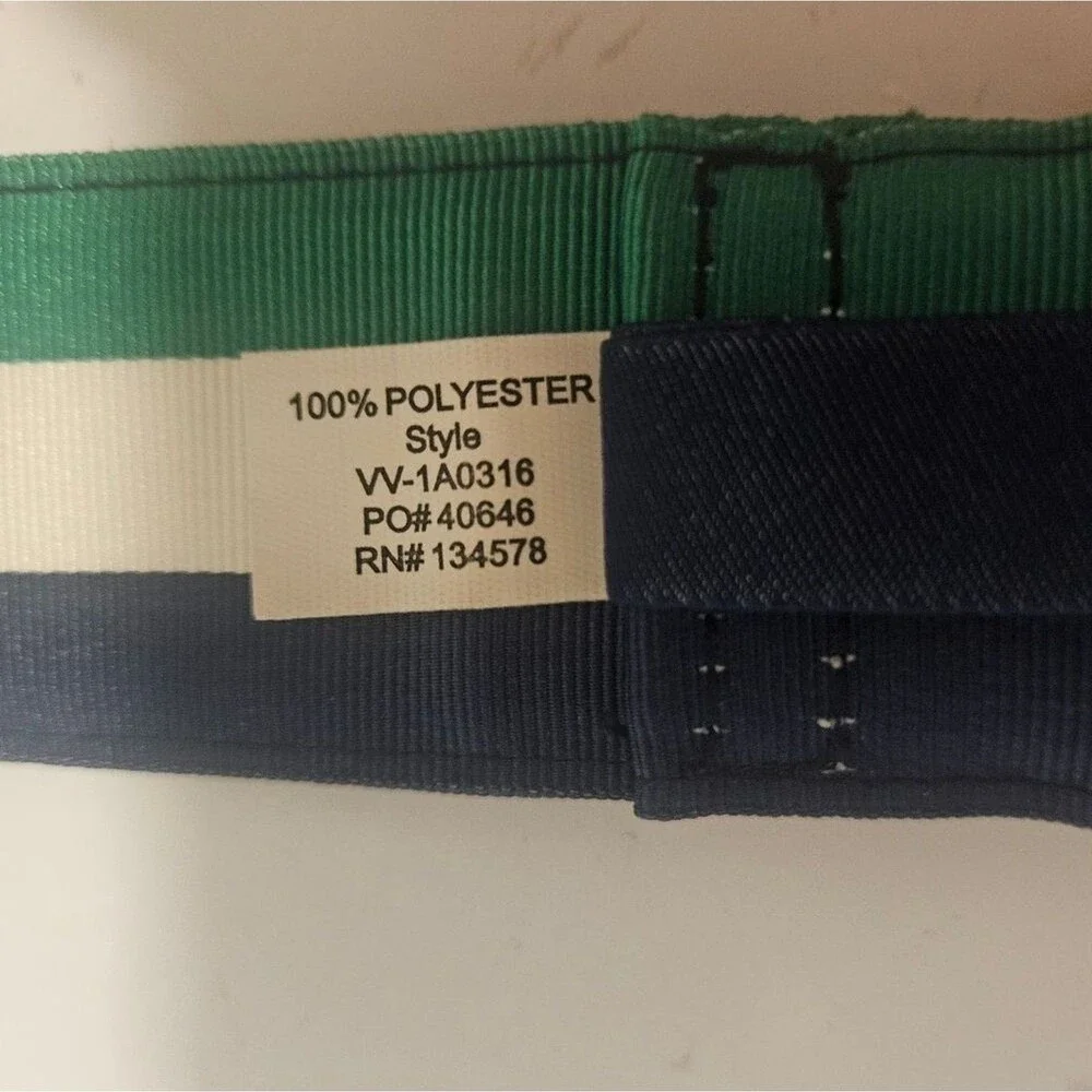 VINEYARD VINES Martha's Vineyard D-Ring Navy White Green Stripe | SZ M