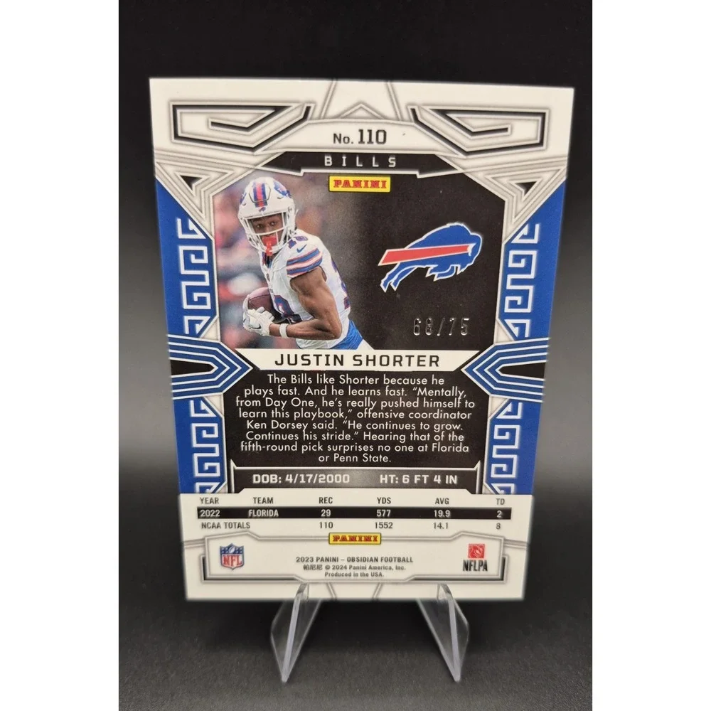 2023 Panini Obsidian Justin Shorter #110 Purple Electric Etch /75 Buffalo Bills