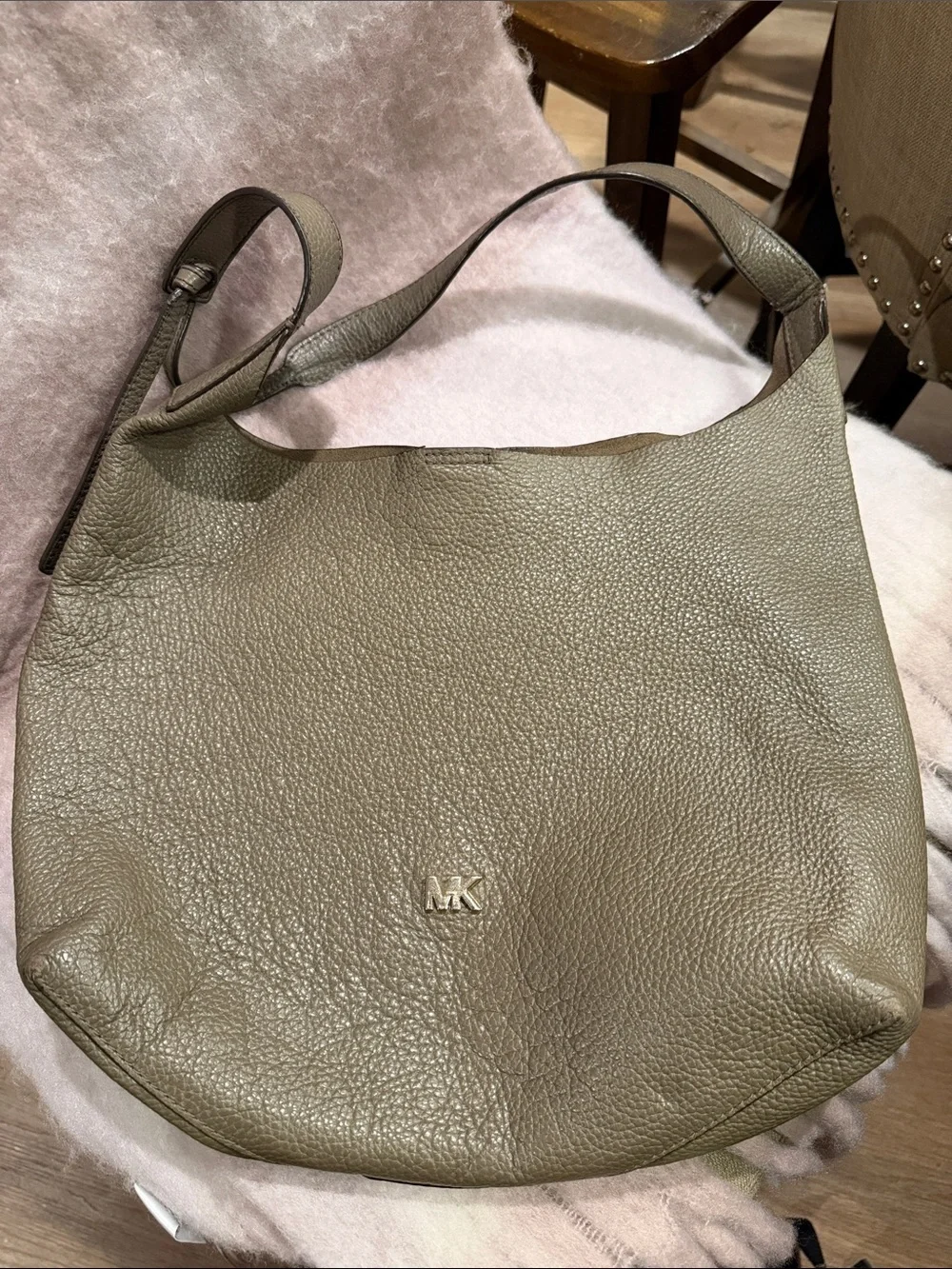 Michael Kors Pebbled Olive Shoulder Hobo Bag