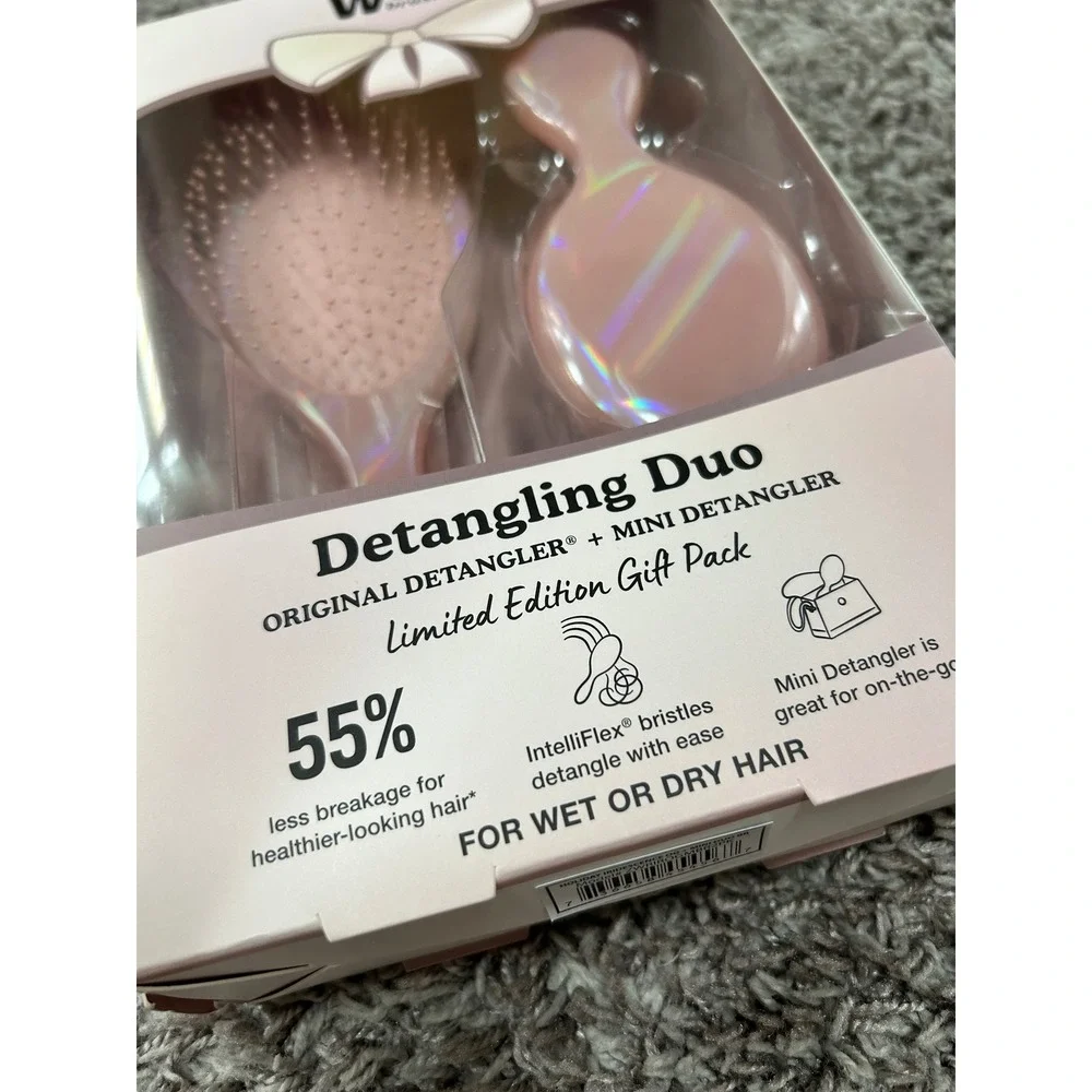 Wet Brush Detangling Duo Pink Holographic Limited Edition Gift Pack Set NEW