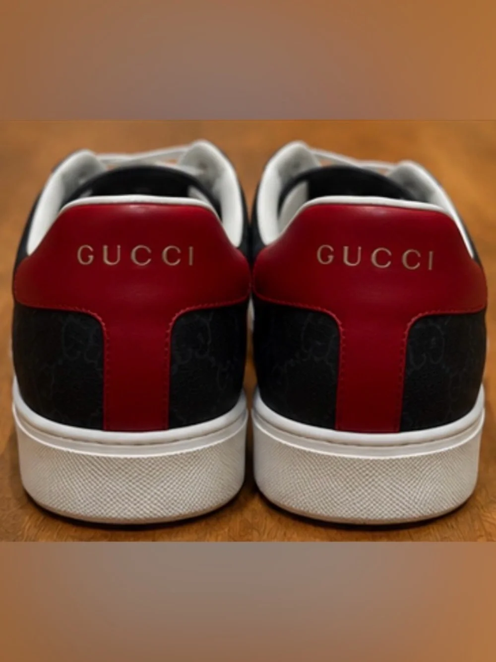 Gucci Ace GG Supreme Web Sneakers Black GG Canvas Men’s Size 9.5 + Box/Dust Bags