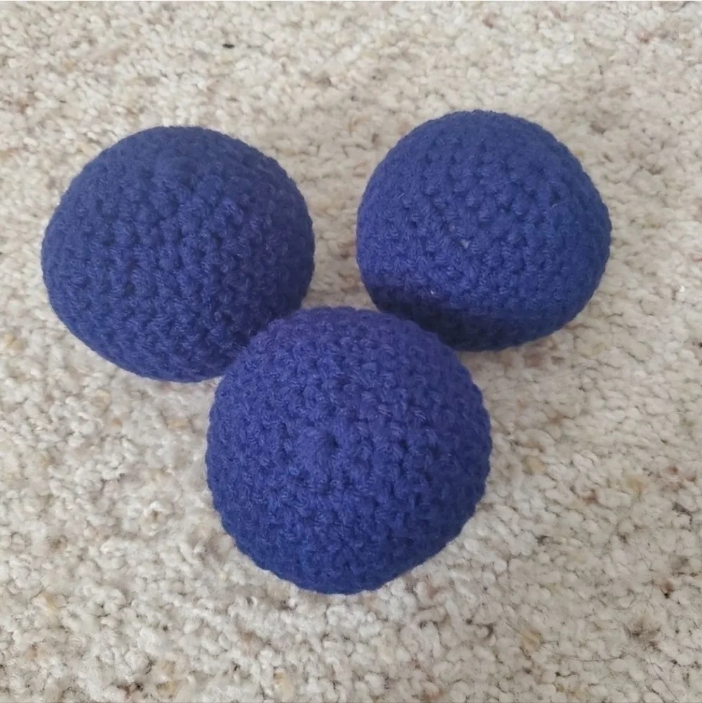 3 squeaky balls. Homemade no pop crochet balls for toddlers, puppy, cats &more.