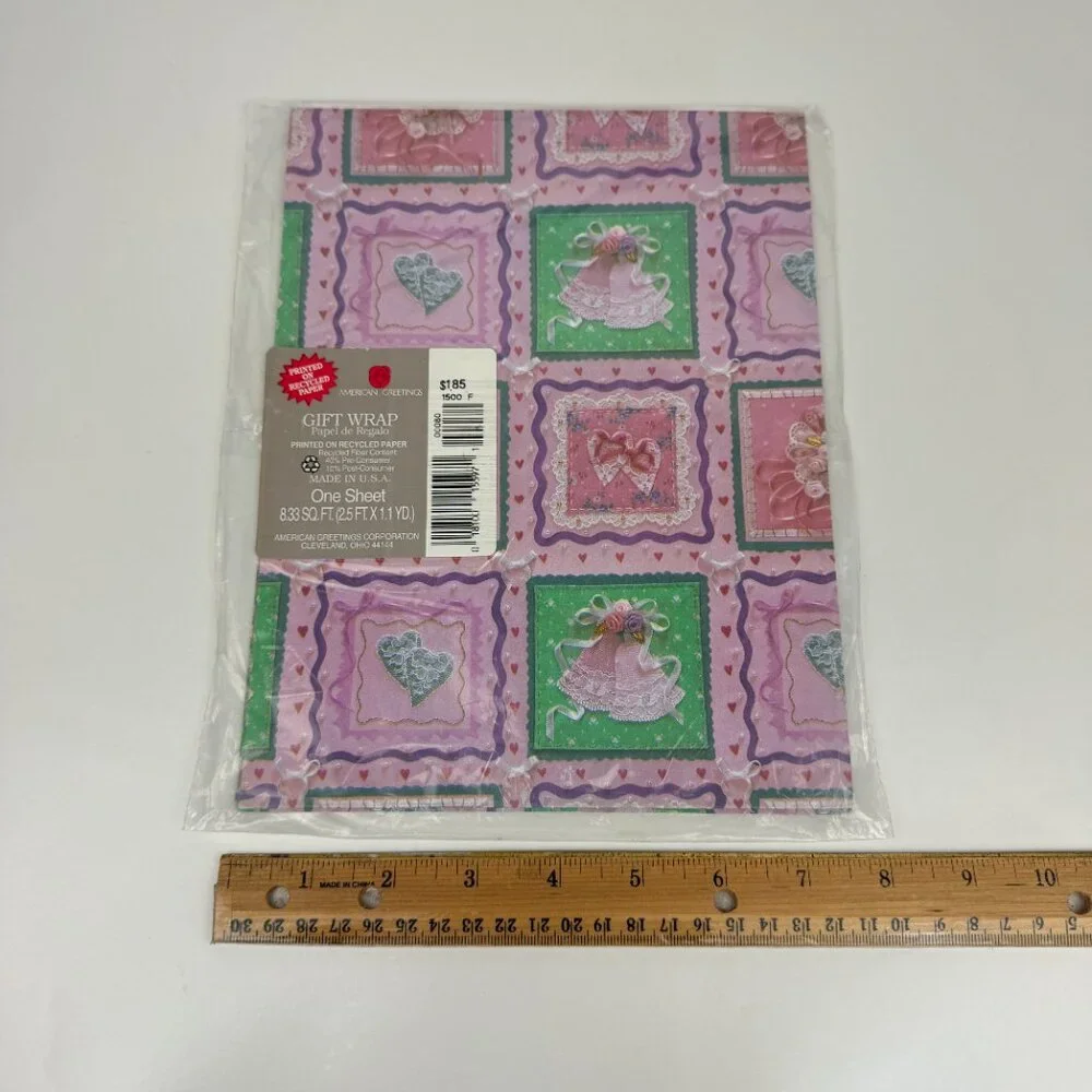 Vtg‎ Wedding Shower Bridal Bride Groom American Greetings Gift Wrap Sheet Paper