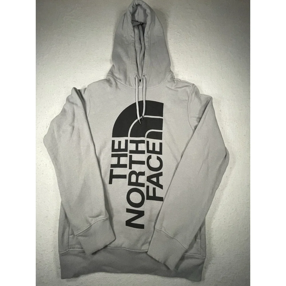 The North Face Hoodie Mens Small Gray Pullover Logo Sweatshirt