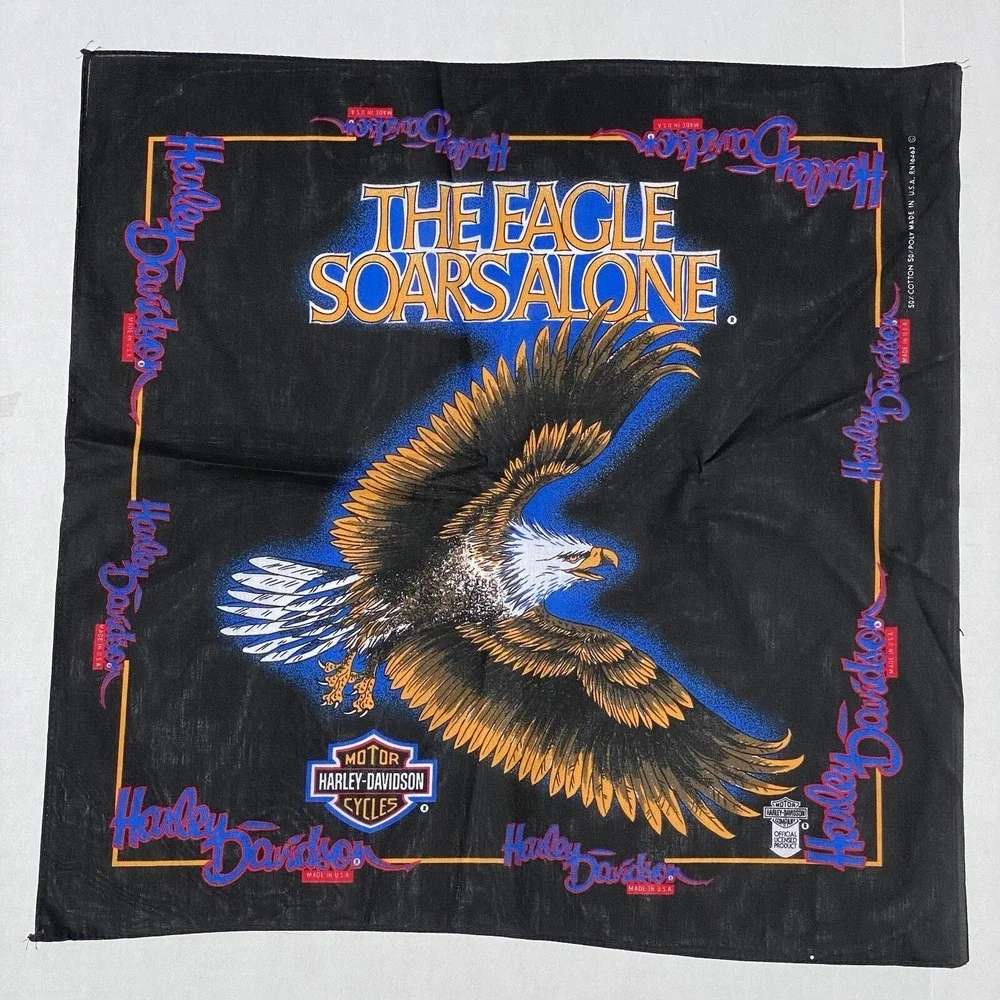 New VTG Harley Davidson Scarf Bandanna Eagle Flag‎ 21