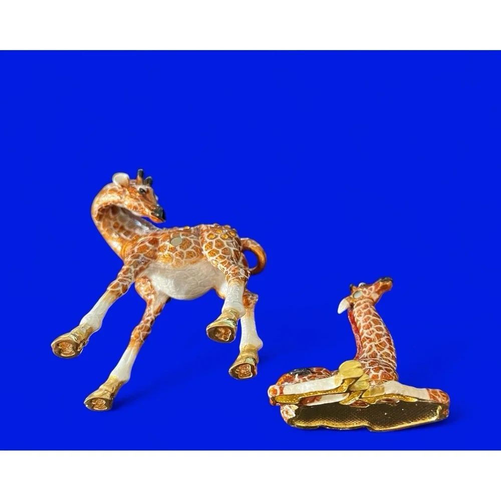 Rucinni Swarovski & Austria Stellux Crystals Giraffe Trinket‎ Jewelry Box Enamel