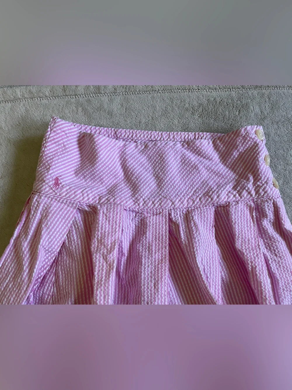 Ralph Lauren Girls Pink and White Striped Cotton Skirt 6X