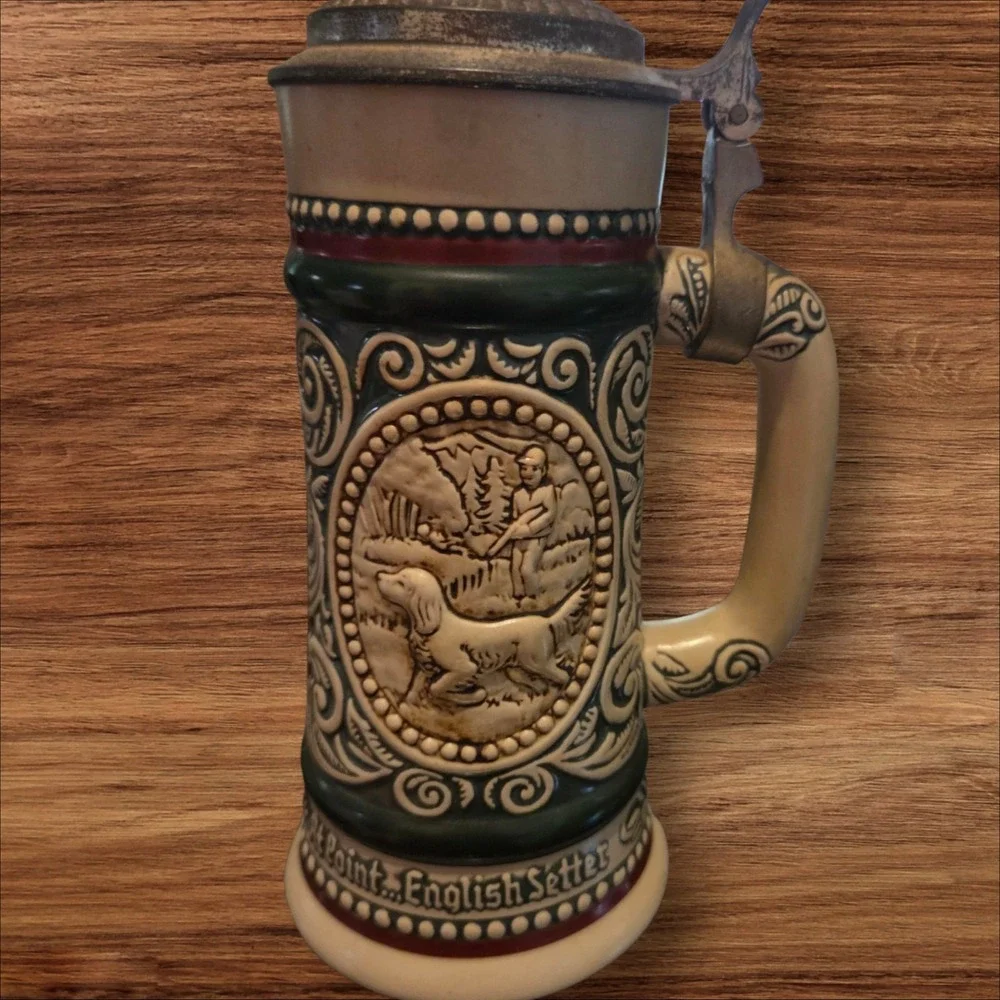 VTG‎ Avon Brazil Beer Stein The Strike Rainbow Trout Setter Hunter #249859