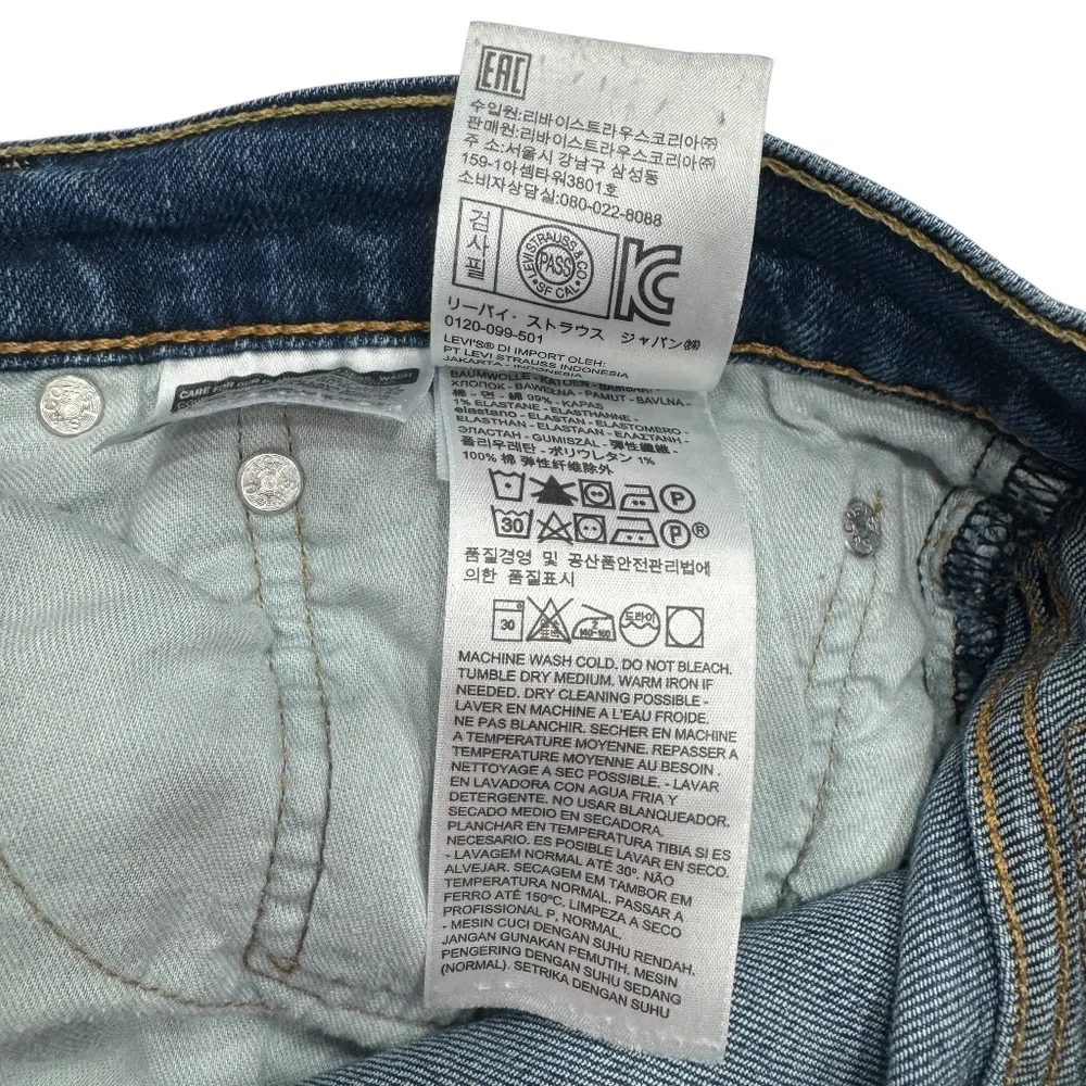 LEVI'S 513 SLIM STRAIGHT STRETCH JEANS MEDIUM BLUE WASH - EMGEE 38X30
