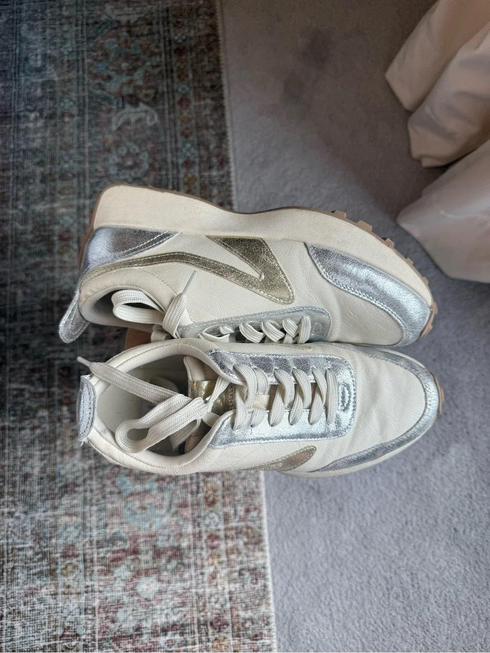 Dolce Vita silver gold cream platform sneakers - 8.5