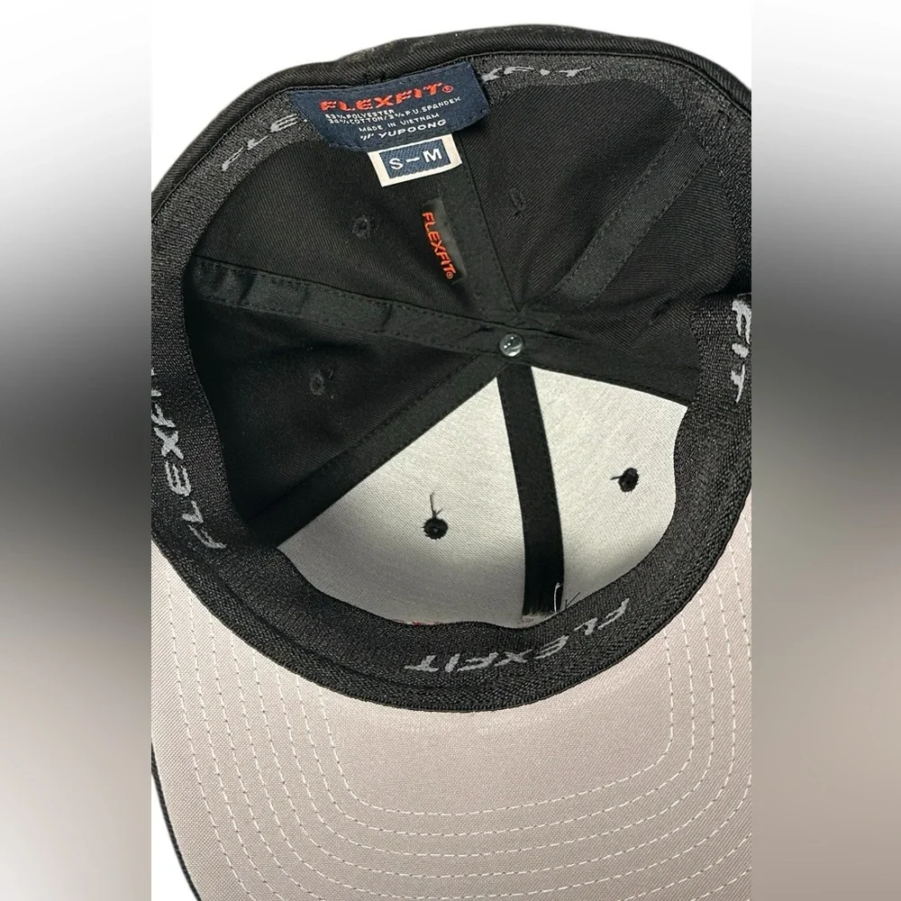 Ford Men's Black Flexfit Baseball Cap with American Flag Patch