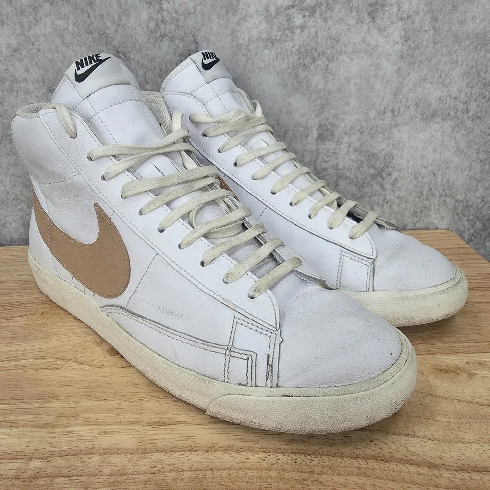 Nike Blazer Mid Premium Sneakers Mens 11 Tan Light Patinal Shoes CU6679-100