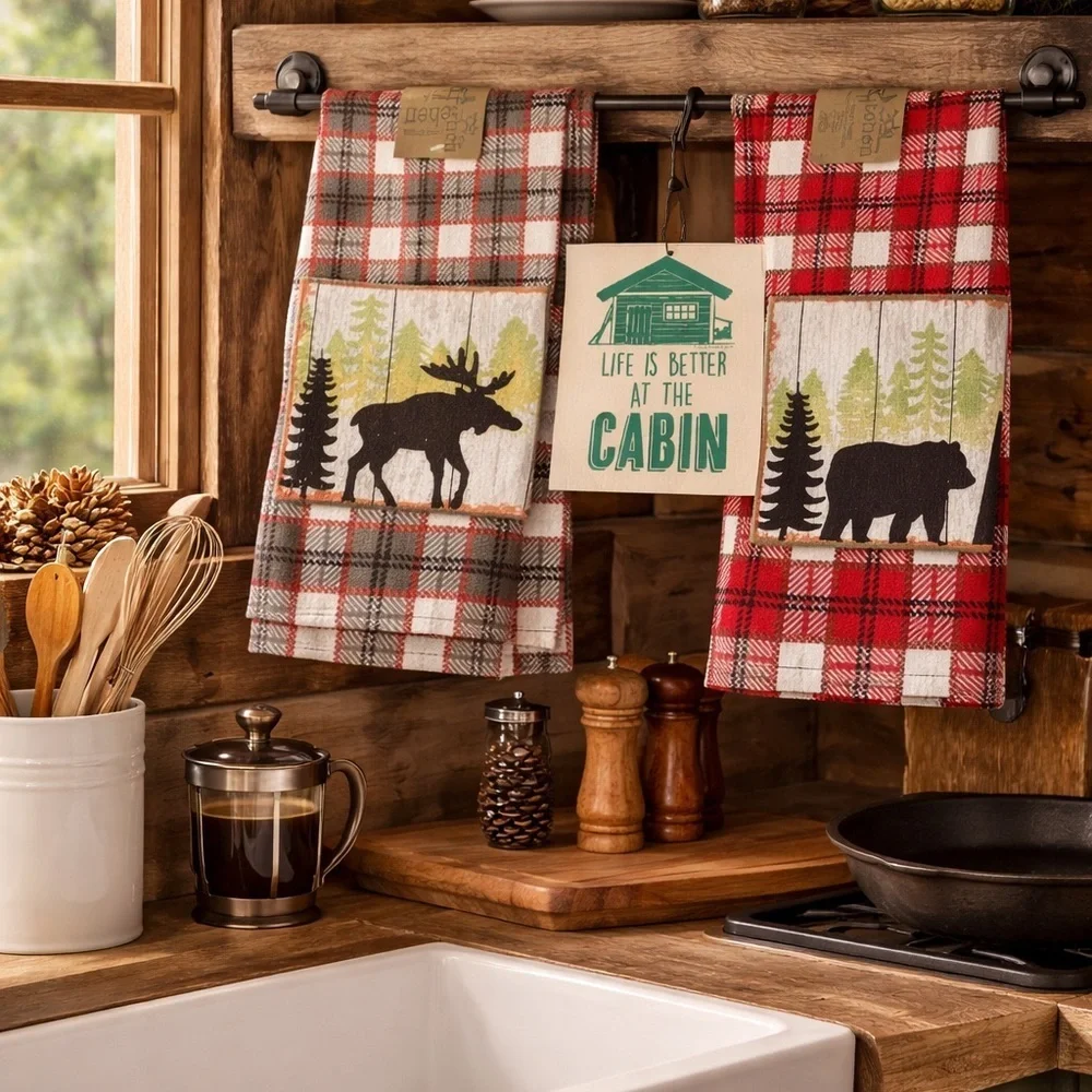 Kay Dee Designs Living Bear, Moose Kitchen Towels! 2 Swedish cabin dish …