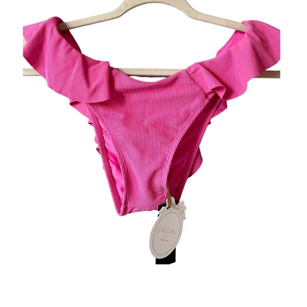 Jess Southern for Gianni Bini Ruffle Cheeky Bikini‎ Bottom Pink Size L NWT