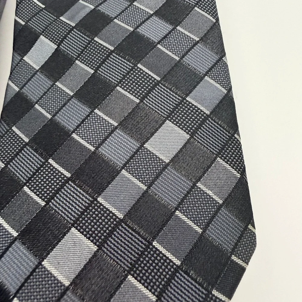 Awearness Kenneth Cole Mens 2 Pack Neckties Gray Purple Striped Black Plaid Tie