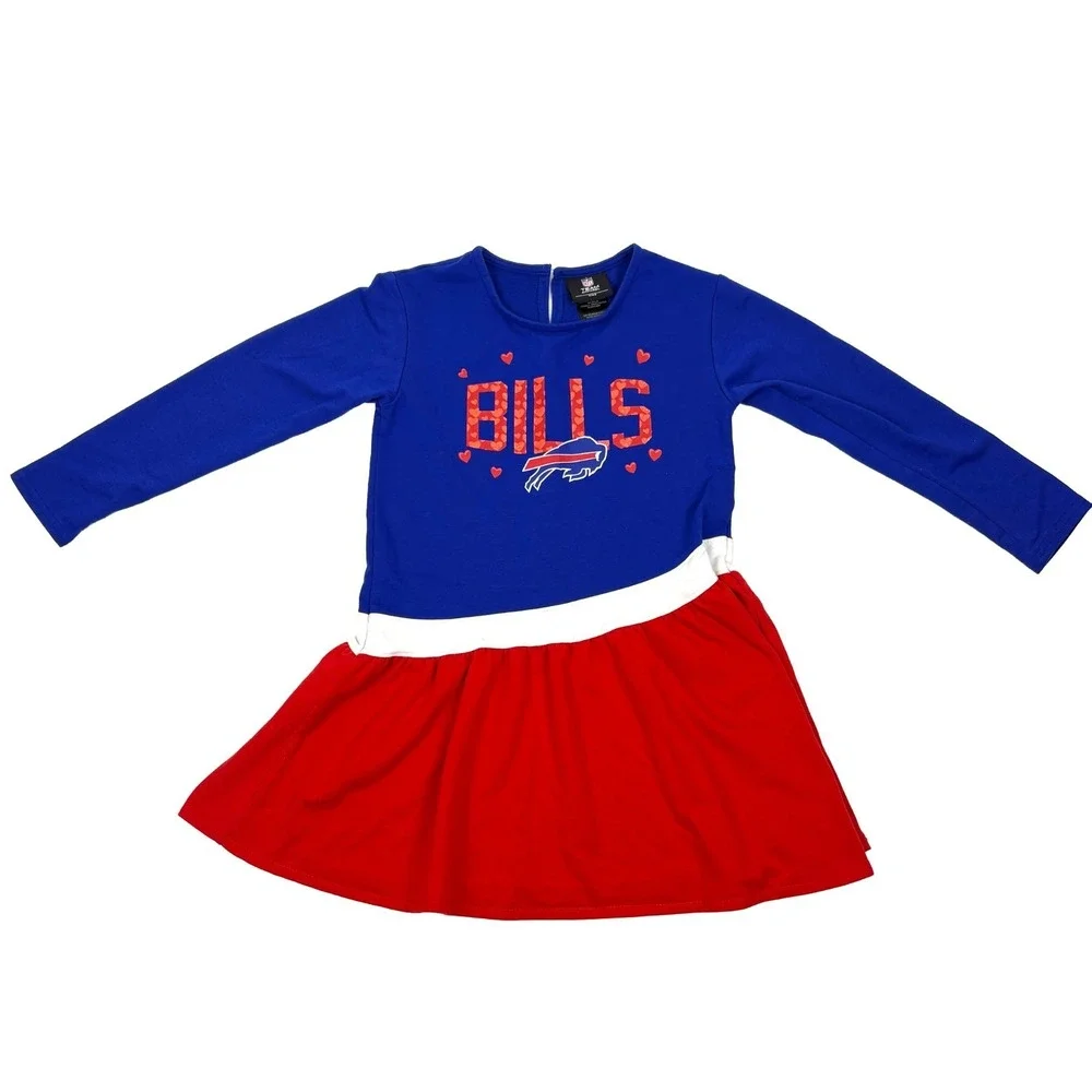 NFL Team Apparel KIDS Buffalo Bills‎ Dress Girls Sz L 6X Red White Blue Football