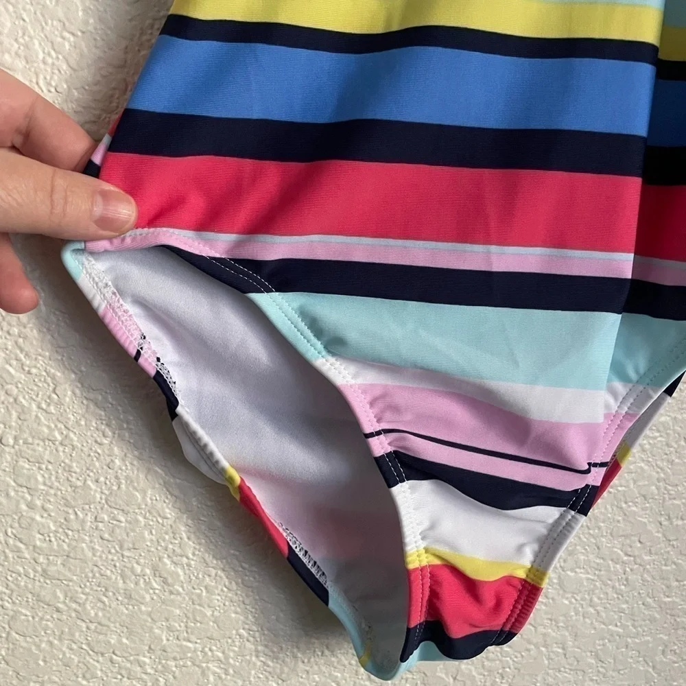 GAP Girl’s Strappy One Piece Stripe Pattern Swimsuit L Multicolor