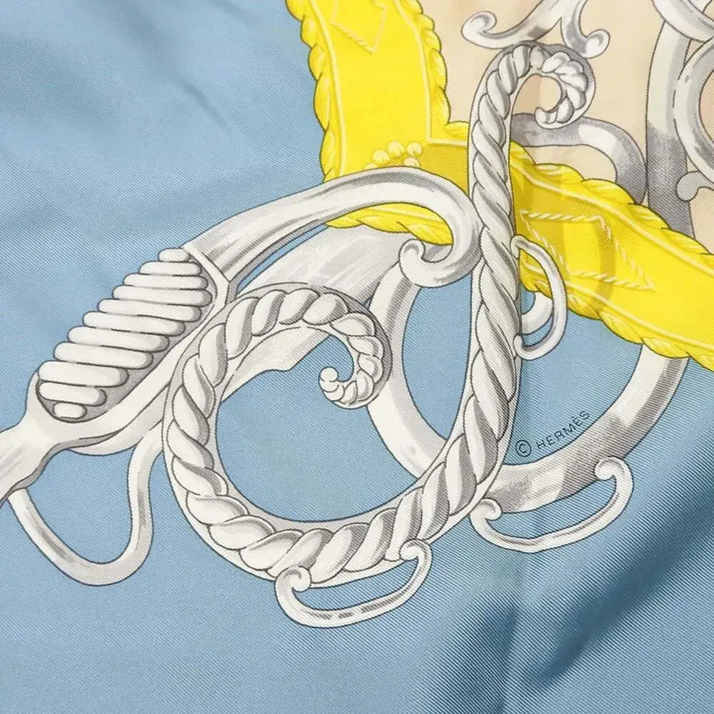 HERMES Authentic Blue Silk Scarf