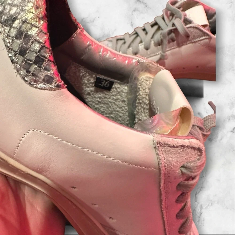P448 NIB Women's White Leather Sneakers EU 36/ US 6