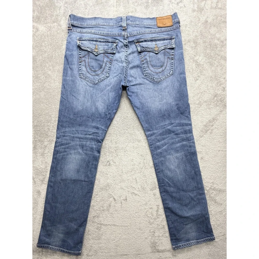 True Religion Jeans Mens Measured 45x34 Blue Straight Slim Denim