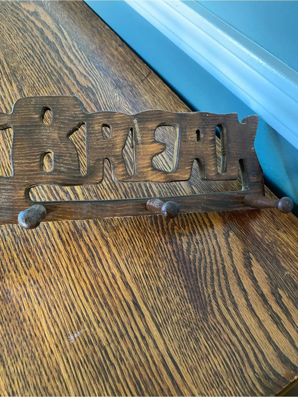 Vintage MCM Wooden Coffee Mug Holder “Coffee Break
