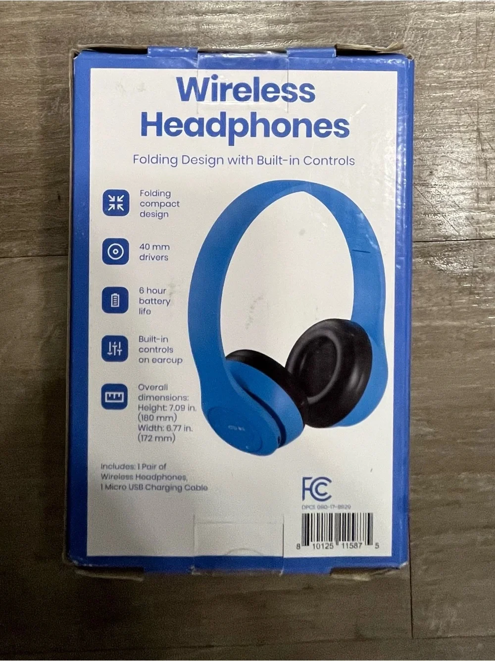 GEMS Wireless Foldable Blue Headphones with Built-in Controls Brand New
