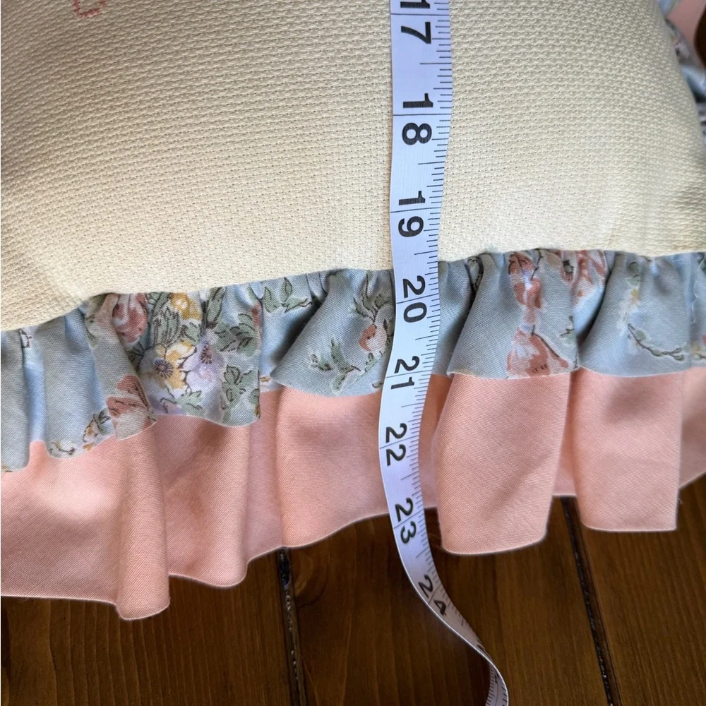 Vintage Cross Stitch Mother Sentiment Ruffle Pillow Grandmacore Cottagecore