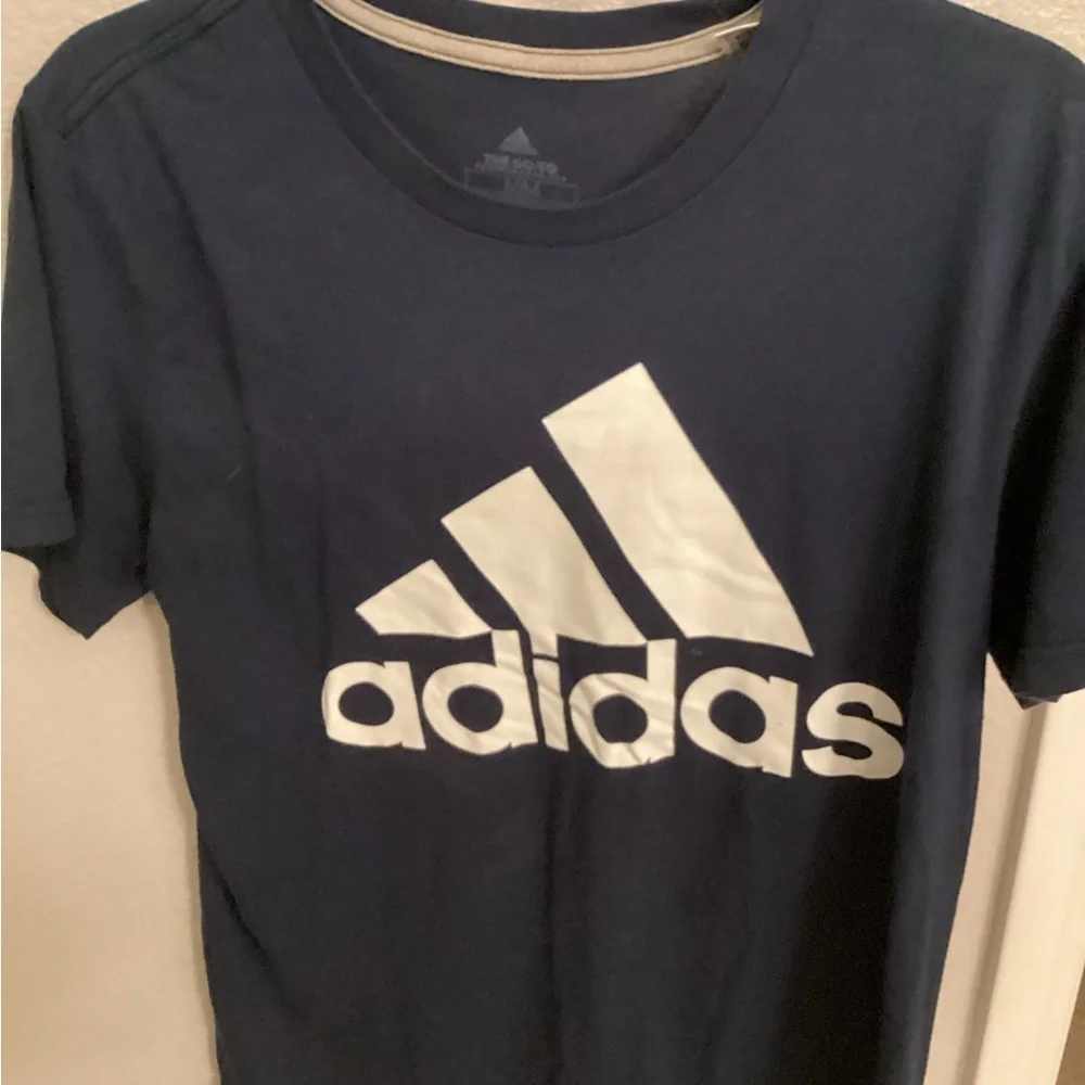 Adidas Blue and White Short Sleeve Tee