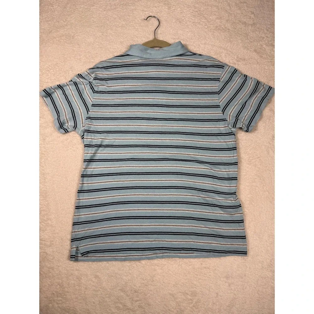 Hollister Polo Shirt Mens Medium Blue Striped Short Sleeve Cotton HCo Logo