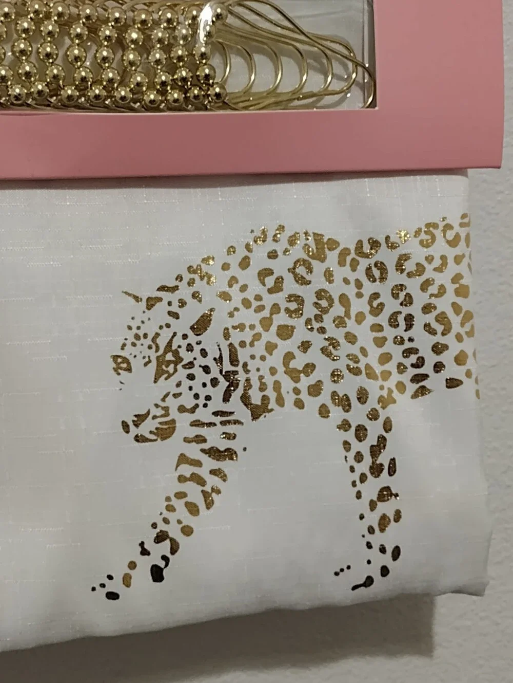 JUICY COUTURE SHOWER CURTAIN WITH HOOKS 70 X 72 JC LEOPARD  SHOWER CURTAIN NEW