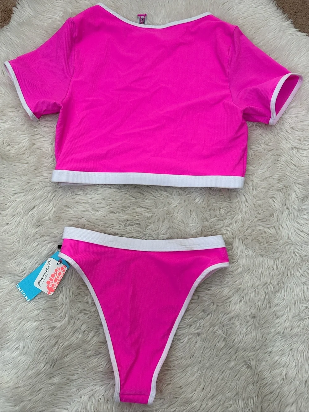 One One matching two piece Bikini Set with White Trim