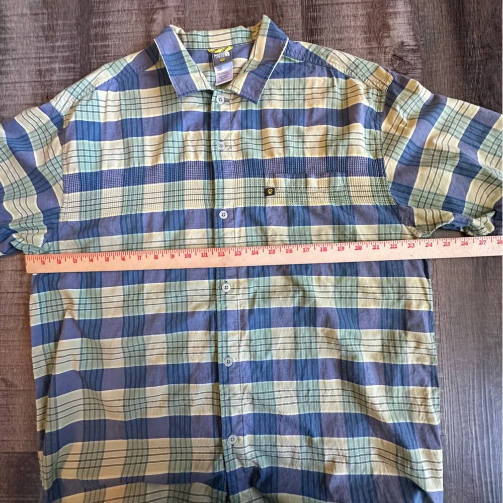 The North Face Shirt Men’s XL‎ Blue Yellow Plaid Short Sleeve Button Down