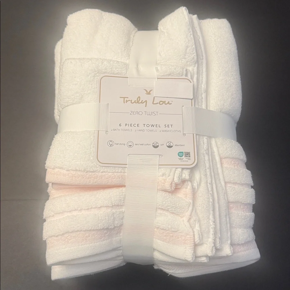 6pc TRULY LOU ZERO TWIST Absorbent Bath Towel Set - 100% Cotton (EOD)