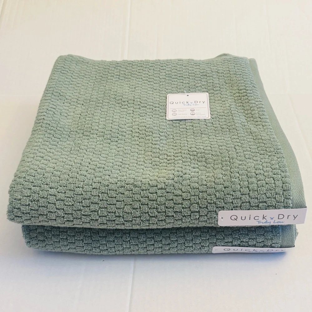 4pc TRULY LOU Quick Dry Zero Twist Cotton Bath Towel Set - Oil Green