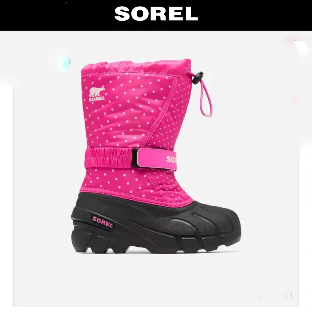 Sorel Flunny Pink and Black Winter Snow Boots big‎ girl Sz 5